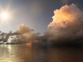 Image showing a sunset sky with colorful cloud