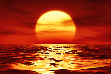 Image showing a sunset over the wild sea