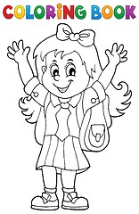 Image showing Coloring book happy pupil girl theme 1