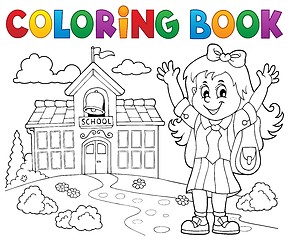 Image showing Coloring book happy pupil girl theme 2