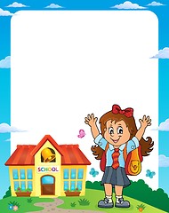 Image showing Happy pupil girl theme frame 1