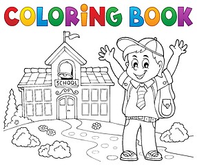 Image showing Coloring book happy pupil boy theme 2