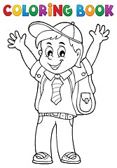 Image showing Coloring book happy pupil boy theme 1