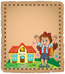 Image showing Happy pupil girl theme parchment 1