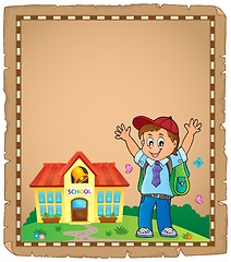 Image showing Happy pupil boy theme parchment 1