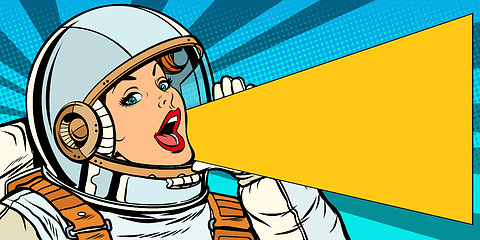 Image showing female astronaut is calling for a sale