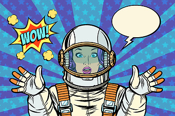 Image showing wow pop art woman astronaut