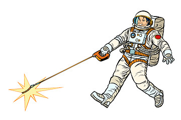 Image showing Astronaut and pet star, isolate on white background