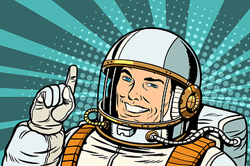 Image showing pop art astronaut points up