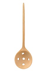 Image showing Wooden colander spoon