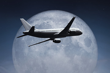 Image showing an airplane and the moon