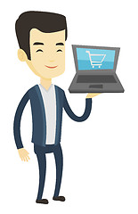 Image showing Man shopping online vector illustration.