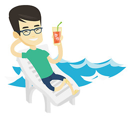 Image showing Man relaxing on beach chair vector illustration.