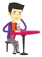 Image showing Man drinking cocktail at the bar.