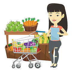 Image showing Woman with shopping list vector illustration.