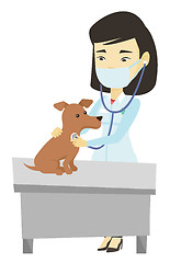 Image showing Veterinarian examining dog vector illustration.