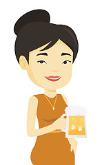 Image showing Woman drinking beer vector illustration.