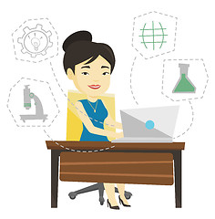 Image showing Student working on laptop vector illustration.