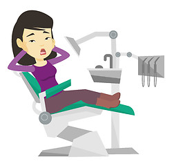 Image showing Scared patient in dental chair vector illustration