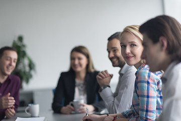 Image showing Group of young people meeting in startup office