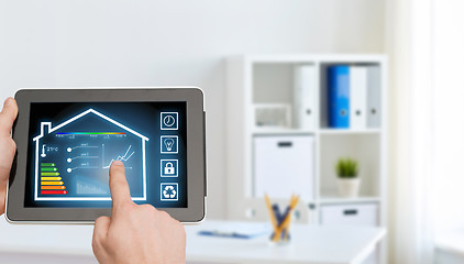 Image showing tablet pc with smart home settings on screen