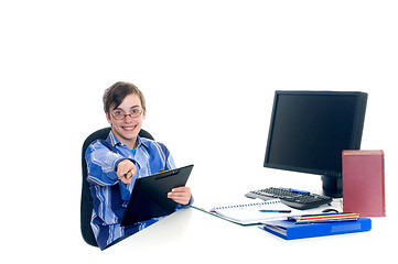 Image showing Teenager student doing homework