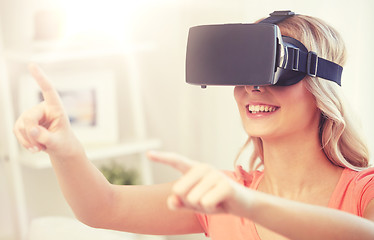 Image showing woman in virtual reality headset or 3d glasses