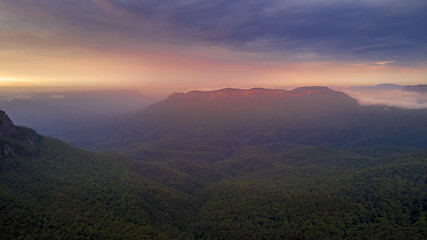 Image showing Beautiful sunrise over Jamison Valley. Australia