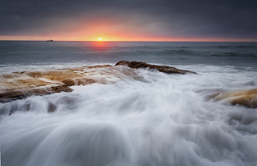 Image showing Tidal flows over the rocks at Cronulla beach