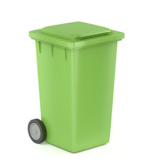 Image showing Green trash bin