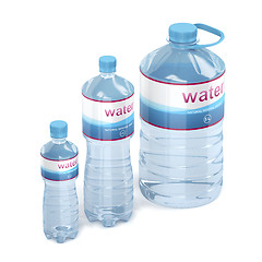 Image showing Water bottles with different sizes