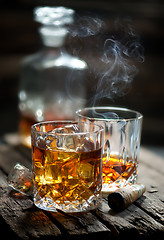 Image showing Two glasses of whiskey