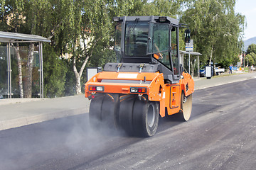 Image showing Roller, construction equipment, on the road repair site