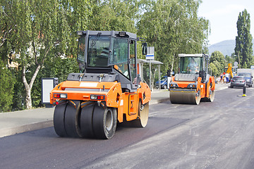 Image showing Roller, construction equipment, on the road repair site