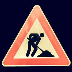 Image showing Vintage looking Road work sign