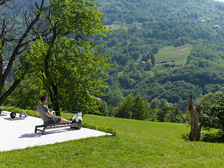 Image showing man doing morning exercises