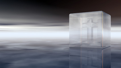 Image showing christian cross in glass