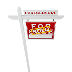 Image showing Right Facing Foreclosure Sold For Sale Real Estate Sign Isolated