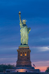 Image showing Statue of Liberty at dusk, New York City, USA