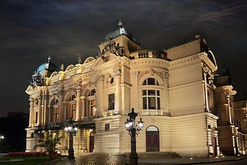 Image showing Theater in Cracow at night