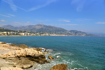 Image showing Beautiful sea view on Menton from Cap Martin, French Riviera, Fr