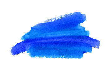 Image showing Bright blue watercolor blot on white background