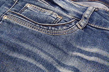 Image showing Dark blue jeans close-up background