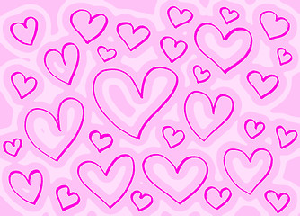 Image showing Abstract pink background with hearts