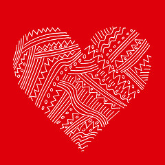 Image showing Abstract white pattern heart on red 