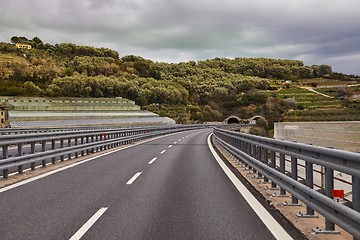 Image showing Highway with approaching tunnel