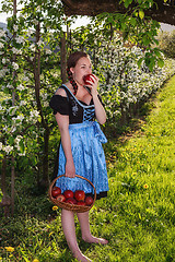 Image showing Bavarian girl is enjoying