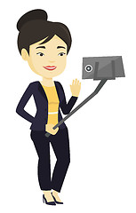 Image showing Woman making selfie vector illustration.