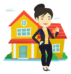 Image showing Real estate agent with key vector illustration.