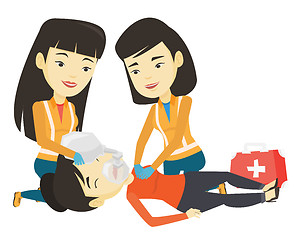 Image showing Paramedics doing cardiopulmonary resuscitation.